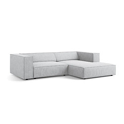 Cosmopolitan Design Canapé d'angle droit "Arendal" 3 places en chenille avec un effet côtelé gris clair