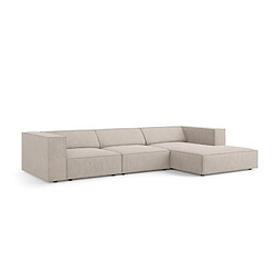 Cosmopolitan Design Canapé d'angle droit "Arendal" 4 places en chenille avec un effet côtelé beige foncé
