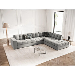 CXL by Christian Lacroix Canapé d'angle droit "Yohan" 5 places en tissu structurel gris clair