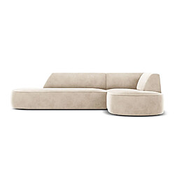 CXL by Christian Lacroix Canapé d'angle droit "Charles" 4 places en velours beige clair