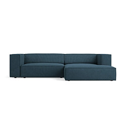 Cosmopolitan Design Canapé d'angle droit "Arendal" 3 places en chenille avec un effet côtelé bleu marine