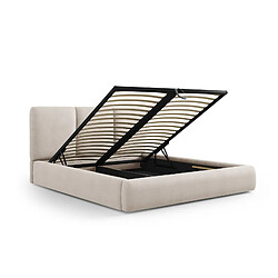 Acheter Cosmopolitan Design Lit coffre avec tête de lit "Nicolas" 160x200cm en chenille beige