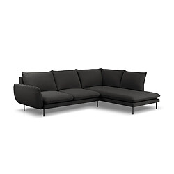 Cosmopolitan Design Canapé d'angle droit "Vienna" 6 places en bouclé noir