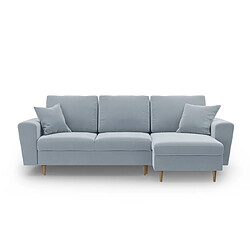 Cosmopolitan Design Canapé d'angle réversible convertible avec coffre de rangement "Kyoto" 4 places en velours bleu clair 