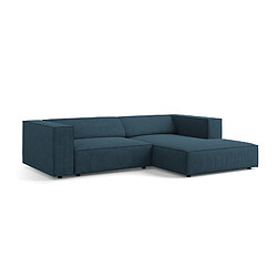 Cosmopolitan Design Canapé d'angle droit "Arendal" 3 places en chenille avec un effet côtelé bleu marine