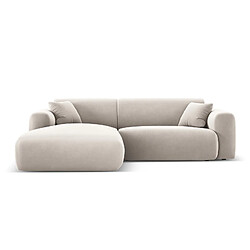 Cosmopolitan Design Canapé d'angle gauche "Nolio" 4 places en velours beige clair