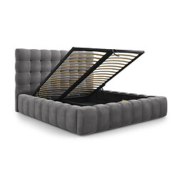 Cosmopolitan Design Lit coffre avec tête de lit "Bali" 160x200cm en velours gris pas cher