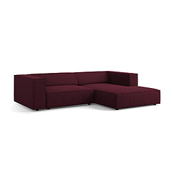 Cosmopolitan Design Canapé d'angle droit "Arendal" 3 places en chenille avec un effet côtelé rubis
