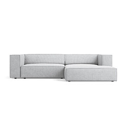 Cosmopolitan Design Canapé d'angle droit "Arendal" 3 places en chenille avec un effet côtelé gris clair