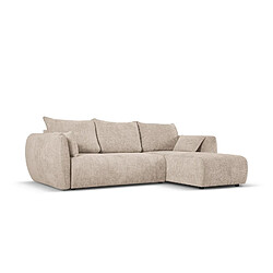 Cosmopolitan Design Canapé d'angle droit convertible avec coffre de rangement "Matera" 4 places en chenille beige