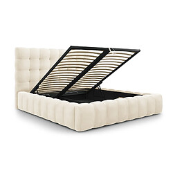 Cosmopolitan Design Lit coffre avec tête de lit "Bali" 160x200cm en velours beige clair pas cher