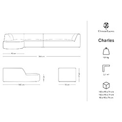 Acheter CXL by Christian Lacroix Canapé d'angle gauche "Charles" 5 places en velours gris clair