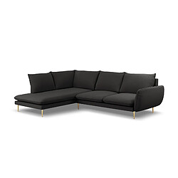 Cosmopolitan Design Canapé d'angle gauche "Vienna" 6 places en bouclé noir