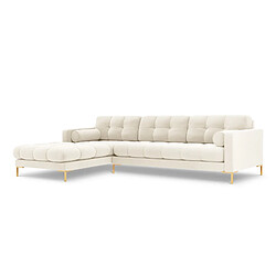 Cosmopolitan Design Canapé d'angle gauche "Bali" 5 places en velours beige clair