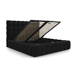 Cosmopolitan Design Lit coffre avec tête de lit "Bali" 200x200cm en velours noir pas cher