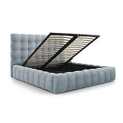 Cosmopolitan Design Lit coffre avec tête de lit "Bali" 200x200cm en velours bleu clair pas cher