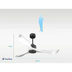 Avis Purline Ventilateur de plafond Réversible Thermostat Wifi Moteur à courant continu Toits en pente Télécommande Adaptateur 2/3 Lames Hypersilence Mémoire
