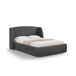 CXL by Christian Lacroix Lit coffre avec tête de lit "Aude" 200x200cm en tissu structurel gris foncé
