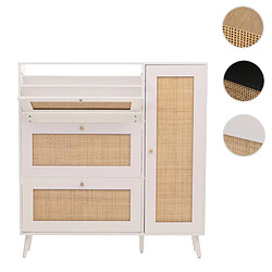 Mendler Meuble à chaussures en rotin - Blanc