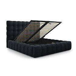Cosmopolitan Design Lit coffre avec tête de lit "Bali" 200x200cm en velours bleu foncé pas cher