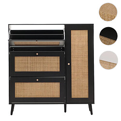 Mendler Meuble à chaussures en rotin - Noir