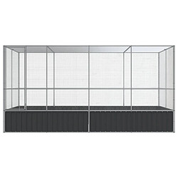 Helloshop26 Volière cage à oiseaux avec extension argenté 418 x 207 x 212 cm acier Argent 02_0045654