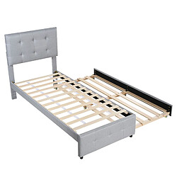 OKWISH Lit gigogne 90x200 cm - Lit réglable - Gris pas cher