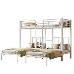 OKWISH Lit superposé 90 x 200 cm - Lit enfant avec sécurité - Blanc pas cher