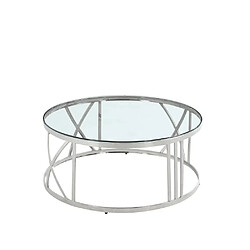 Homy France Table Basse ATMOS Chrome et plateau en verre