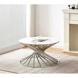 Homy france Table basse ronde - Marbre blanc