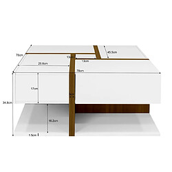 Okwish Table basse carrée - Blanc bois pas cher