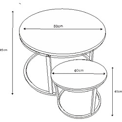 Homy France Lot de 2 tables Basses Gigogne ARTO inox et plateau en verre BLANC pas cher