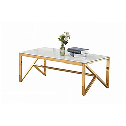 Homy france Table basse verre rectangulaire - Marbre blanc