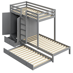 Avis OKWISH Lit superposé 90x200 cm - Lit enfant - Gris