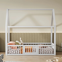 OKWISH Lit cabane 140x200 cm - Lit porte - Blanc