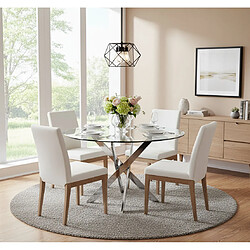Homy France Table a manger ronde TRANSPARENT JESSICA chrome XXL 120 cm 4 couverts