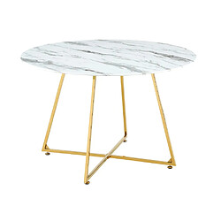 Homy france Table à manger ronde verre - Marbré blanc
