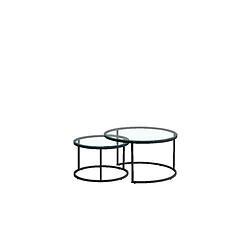 Avis Homy France Lot de 2 tables Basses Gigogne ARTO métal noir et plateau en verre