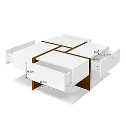 Acheter Okwish Table basse carrée - Blanc bois