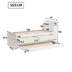 Acheter OKWISH Lit avec rangement 90x190 cm Lit simple - Blanc