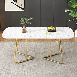 Okwish Table à manger extensible - Blanc et doré