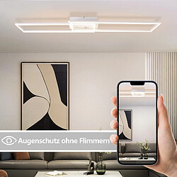 Avis NETTLIFE Plafonnier pour salon, plafonnier LED pour cuisine avec télécommande, design moderne, 3000K - 6500K, 36W