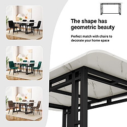 OKWISH Ensemble table 120x70 cm blanc + 4 chaises velours vert foncé, pieds fer noir