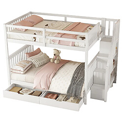 OKWISH Lit superposé 140x200 cm - Lit enfant - Blanc pas cher