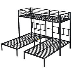 OKWISH Lit superposé 90 x 200 cm - Lit enfant avec sécurité - Noir pas cher