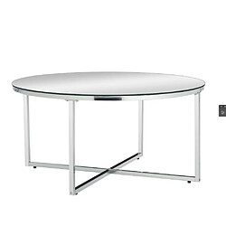 Homy France Table basse ronde LORIE chrome plateau en verre D90 cm