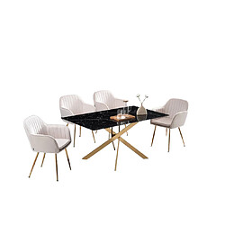 Homy france Table à manger verre - Marbre noir