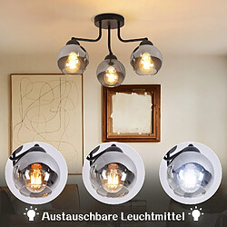 Plafonnier NETTLIFE en verre noir : lampe de cuisine vintage, lampe de couloir industrielle à 3 lampes E27
