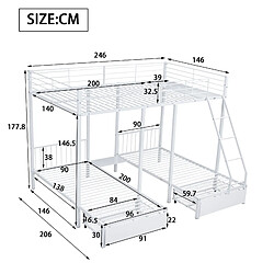 Acheter OKWISH Lit superposé 90x200 cm - Lit modulable en lits simples - Blanc
