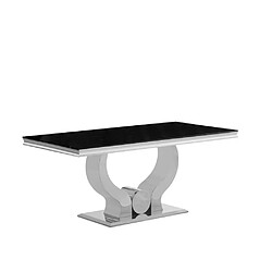 Homy France Table à manger TROFY 4 à 6 personnes 150x90 cm chrome plateau en verre noir